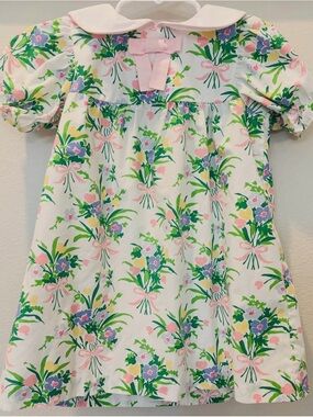 The Beaufort Bonnet Company White Floral Bow-Print Girls' Dress